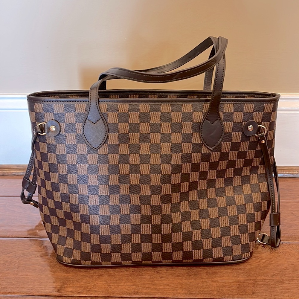 Brown & Tan Checkered Tote